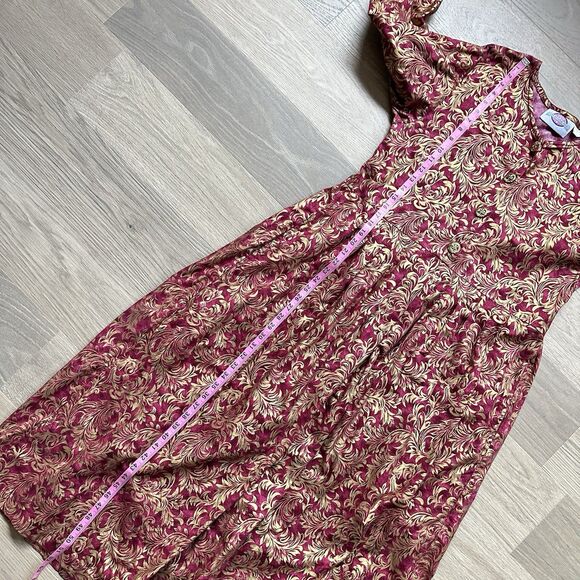 Conversation Pieces Dress Women Medium Floral Gold Holidays Maxi Cotton Flare - Picture 5 of 13